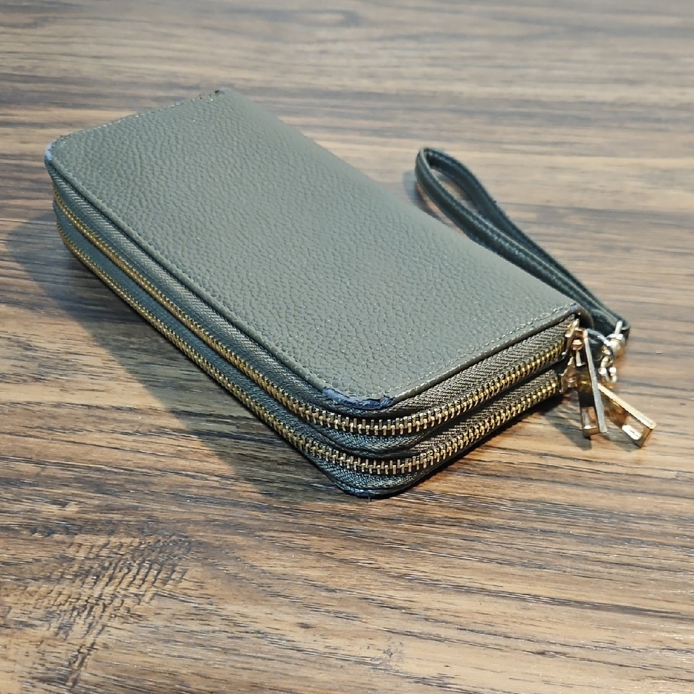 A New Day Gray Wallet with Gold Accents